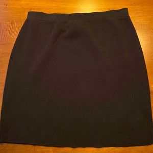 Eileen Fisher knit black pencil skirt, silk and cotton, size Large